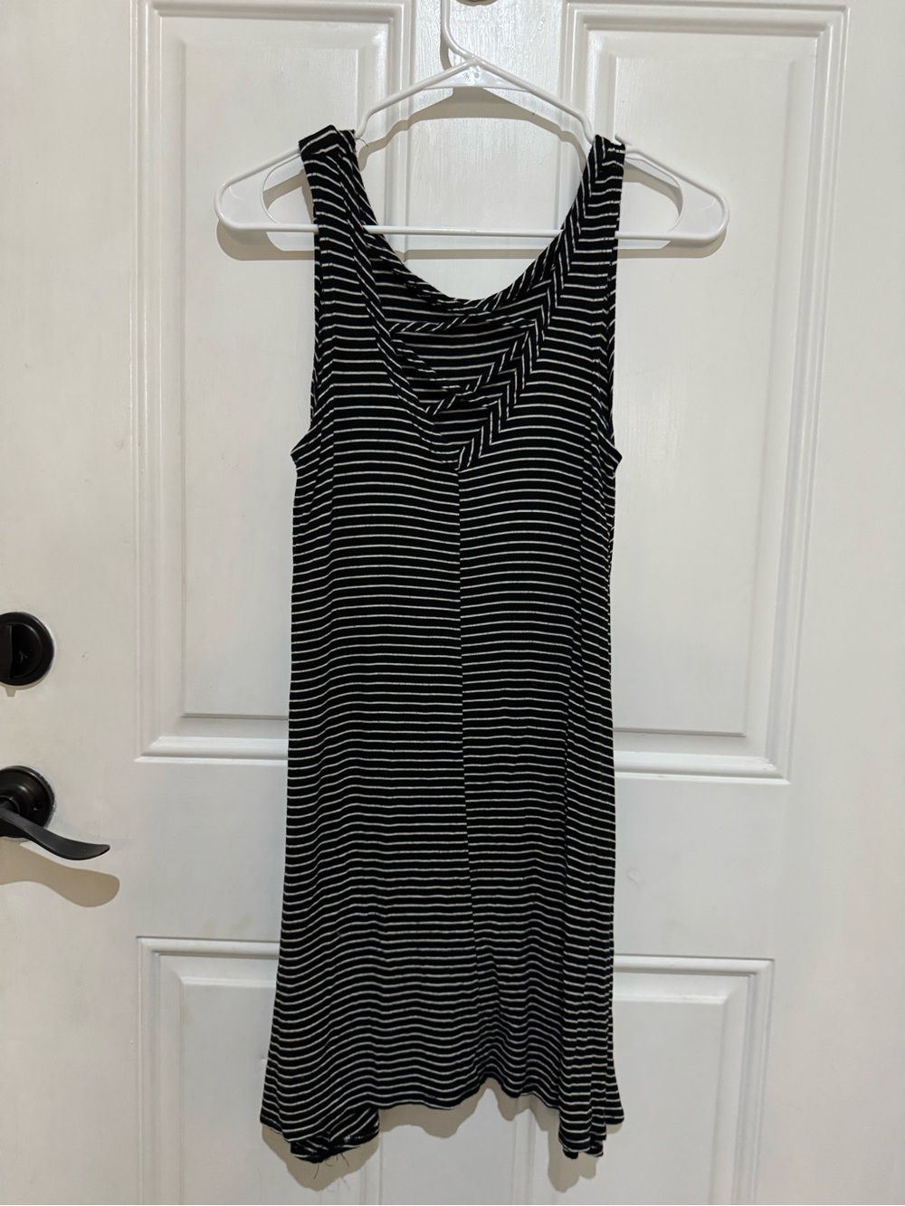 Striped Sleeveless Mini Dress in Black and White